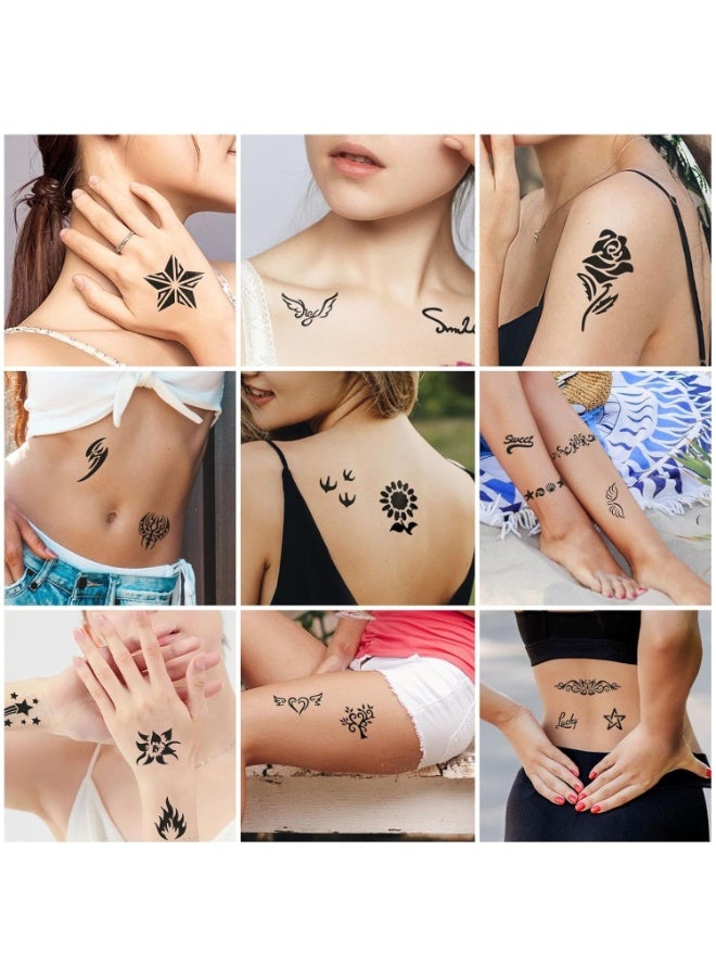 Reusable Henna Tattoo Stencil Kit 12 Sheets Black PVC Temporary Face and Body Art Stencils for Adults and Kids - Image 3