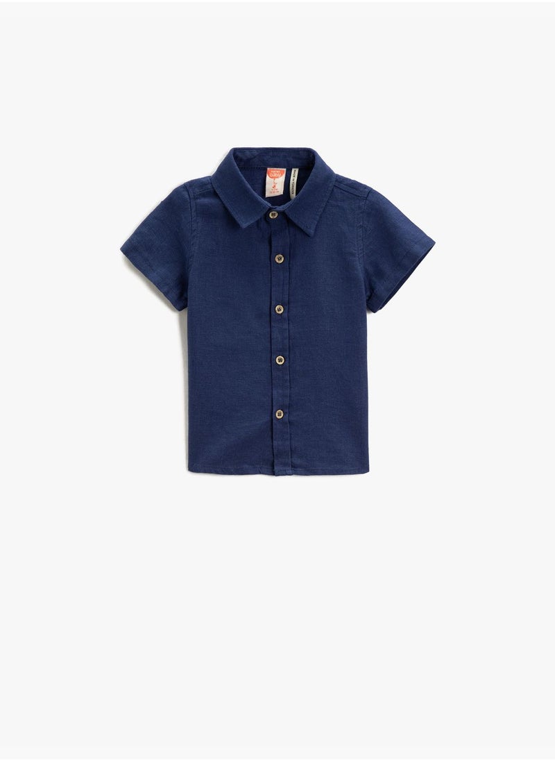 KOTON - Linen Blend Shirt Short Sleeve - Image 1