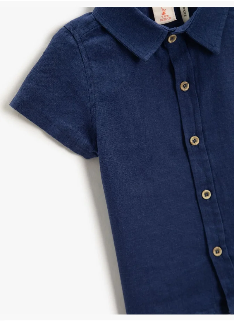 KOTON Linen Blend Shirt Short Sleeve