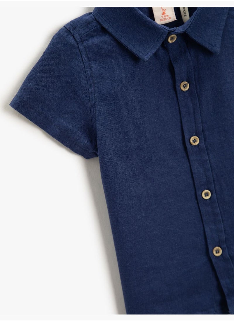 KOTON - Linen Blend Shirt Short Sleeve - Image 1