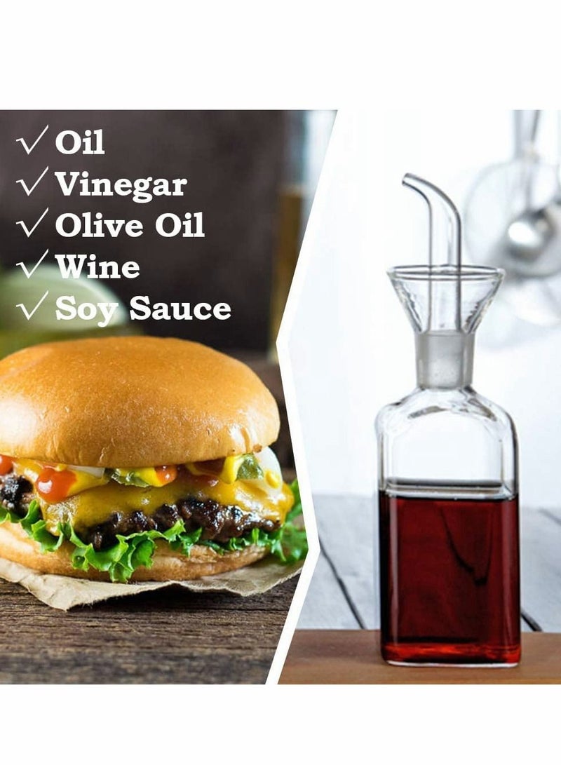 KASTWAVE زجاجة زيت شفافة، 2 قطع زجاجة موزع زيت الزيتون، موزع زيت الطهي والخل مع فوهة لطاولة الطعام والمطبخ المنزلي والشواء (250 مل، شفاف) - Image 3