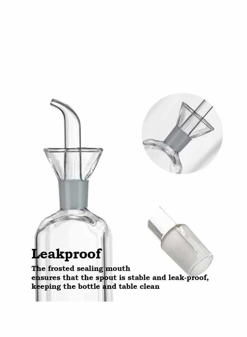 KASTWAVE زجاجة زيت شفافة، 2 قطع زجاجة موزع زيت الزيتون، موزع زيت الطهي والخل مع فوهة لطاولة الطعام والمطبخ المنزلي والشواء (250 مل، شفاف) - Image 5