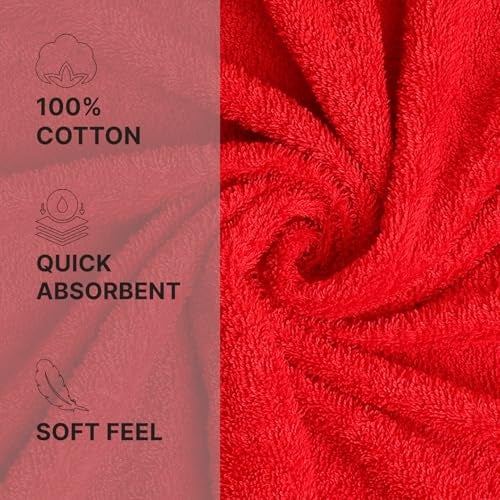 Welspun 100% Cotton Quick Dry Bath Towel | High Absorbency Super Soft, Fast Drying Towels for Bath | 380 GSM Large Size 1 Piece Bath Towel for Men and Women | Sized 70cm X 150cm Red - Image 5