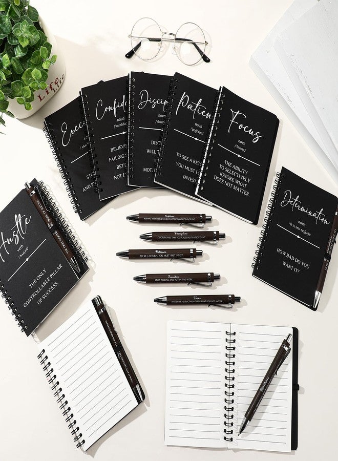 TecUnite 30 Sets Inspirational Spiral Notebooks Motivational Pens Bulk Employee Appreciation Gifts Notepads Journals Bamboo Pen Thank You Gift for Nurse Teacher Coworker Staff Team Graduation (Black - Image 2