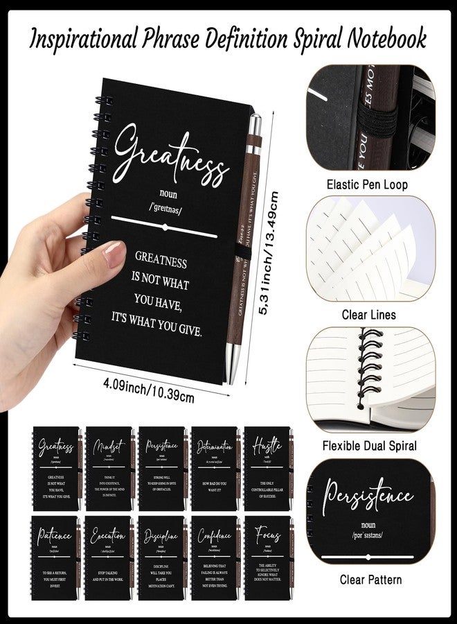 TecUnite 30 Sets Inspirational Spiral Notebooks Motivational Pens Bulk Employee Appreciation Gifts Notepads Journals Bamboo Pen Thank You Gift for Nurse Teacher Coworker Staff Team Graduation (Black - Image 4
