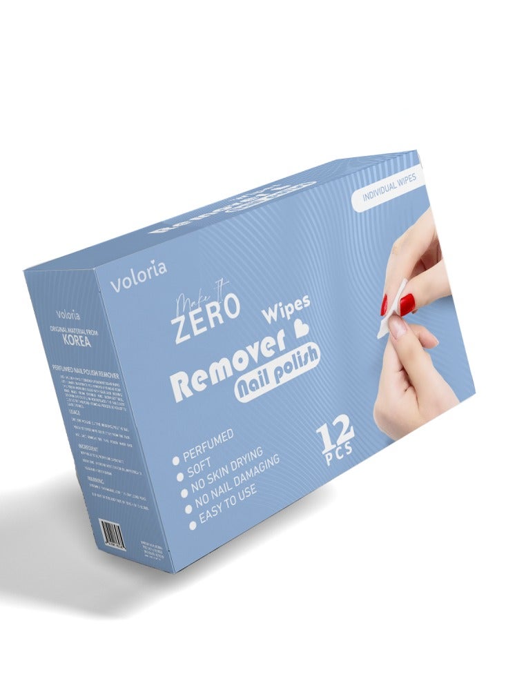 Voloria Make It Zero Single Nail Polish Remover Wipes, 12 Wipes with Lemon Oil Extract - Image 1