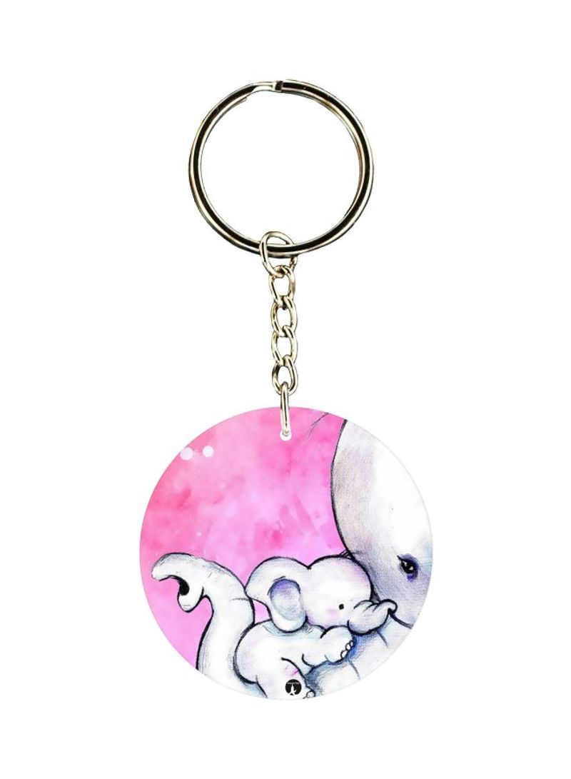 Single Sided Elephant Printed Keychain