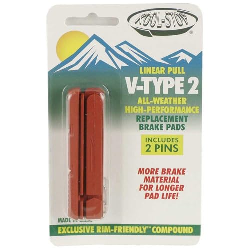 Kool Stop V2-XT Replacement Insert Pads, Linear Pull Inserts, Shimano, Salmon, Pair - Image 1