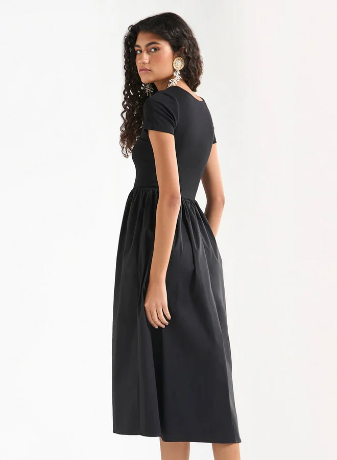 Splash FAV Gathered Cotton Midi Dress