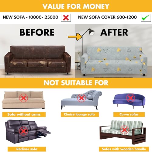 Bigkart Elastic Sofa Covers for 3 Seater Sofas | Polyster-Spandex, Stretchable, Sofa Covers for Single, Double and Triple Seater Sofas - Image 5