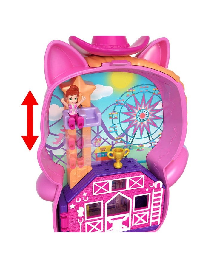 Polly Pocket Polly Pocket Dolls and Playset, Pony Rodeo Compact, Travel Toy with 1 Micro Doll, Pet Horses, Food & Fashion Styling Accessories - Image 4