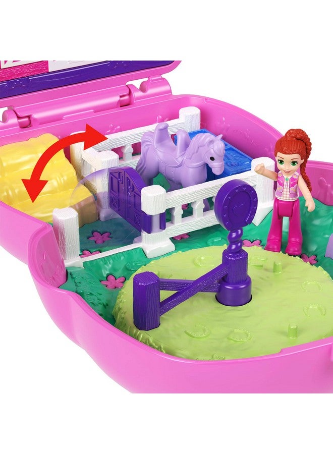 Polly Pocket Polly Pocket Dolls and Playset, Pony Rodeo Compact, Travel Toy with 1 Micro Doll, Pet Horses, Food & Fashion Styling Accessories - Image 5