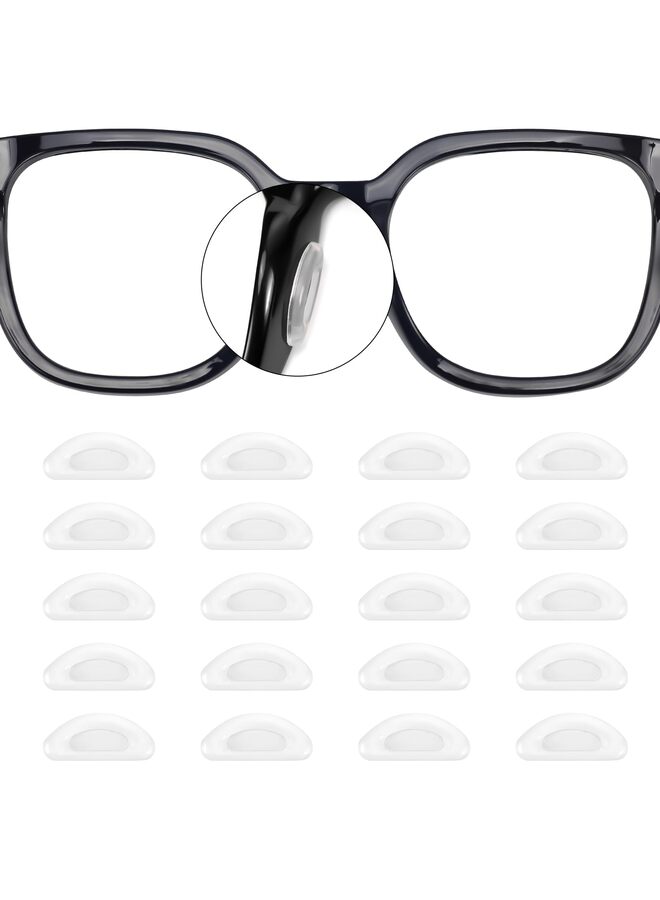 20 زوجًا من وسادات أنف النظارات اللاصقة المصنوعة من السيليكون والمضادة للانزلاق للنظارات الشمسية وسادات أنف رقيقة للنظارات، وسادات أنف لاصقة للنظارات، وسادات أنف مضادة للانزلاق للنظارات (20 زوجًا أبيض)