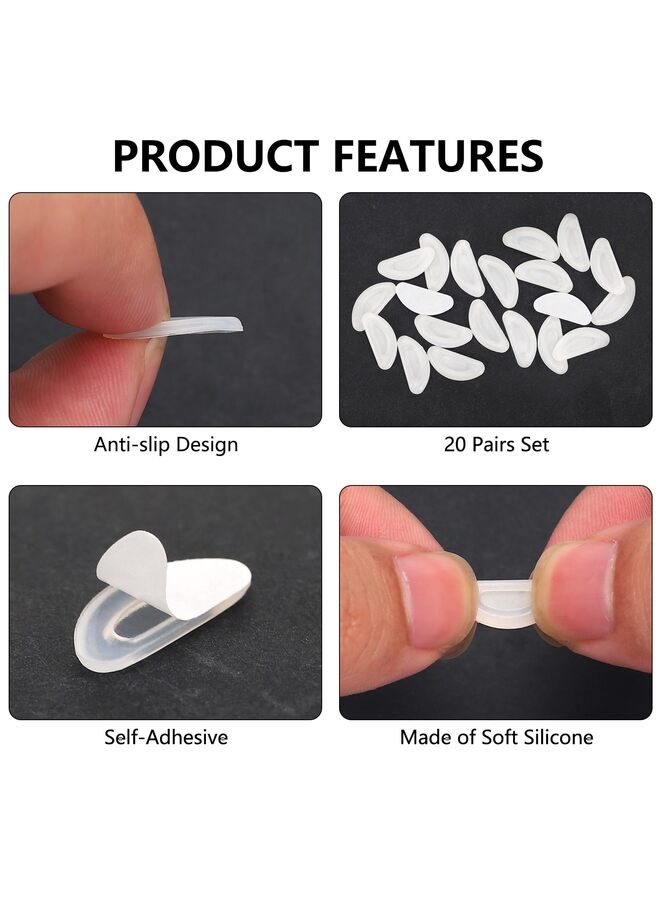 20 زوجًا من وسادات أنف النظارات اللاصقة المصنوعة من السيليكون والمضادة للانزلاق للنظارات الشمسية وسادات أنف رقيقة للنظارات، وسادات أنف لاصقة للنظارات، وسادات أنف مضادة للانزلاق للنظارات (20 زوجًا أبيض)