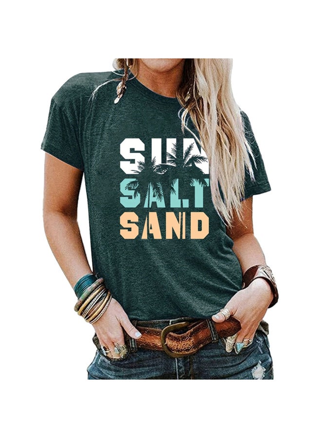 European And American Women's Short-sleeved T-shirt Summer Letter Print Round Neck Loose Short-sleeved T-shirt Top