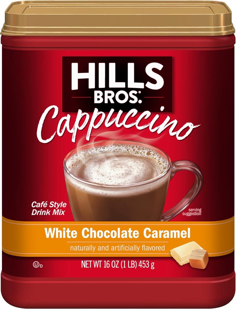 Hills Bros خليط كابتشينو فوري من هيلز بروس - شوكولاتة بيضاء بالكراميل - Image 1