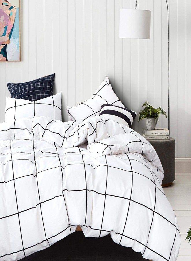 KAREVER White Grid Pillowcases 2 Packs Black White Plaid Pillow Covers Large Lattice Envelope Pillow Shams for Boys Girls Teens Adult White Checkered Bed Pillow Pillowcases Standard 20"x26" - Image 4
