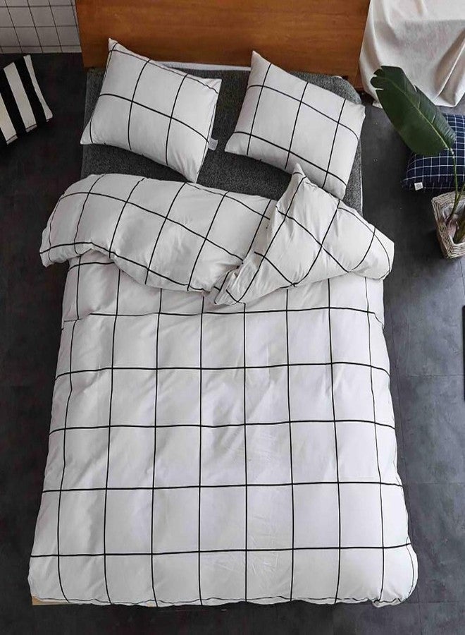 KAREVER White Grid Pillowcases 2 Packs Black White Plaid Pillow Covers Large Lattice Envelope Pillow Shams for Boys Girls Teens Adult White Checkered Bed Pillow Pillowcases Standard 20"x26" - Image 5