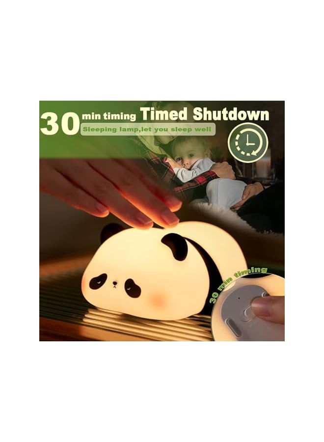 The Bros Cute Panda Night Light, LED Squishy Novelty Animal Night Lamp, Food Grade Silicone 3 Level Dimmable Breastfeeding Nursery Nightlight for Room Decor, Cute Gifts Stuff for Boys Girls Baby Children - Image 3