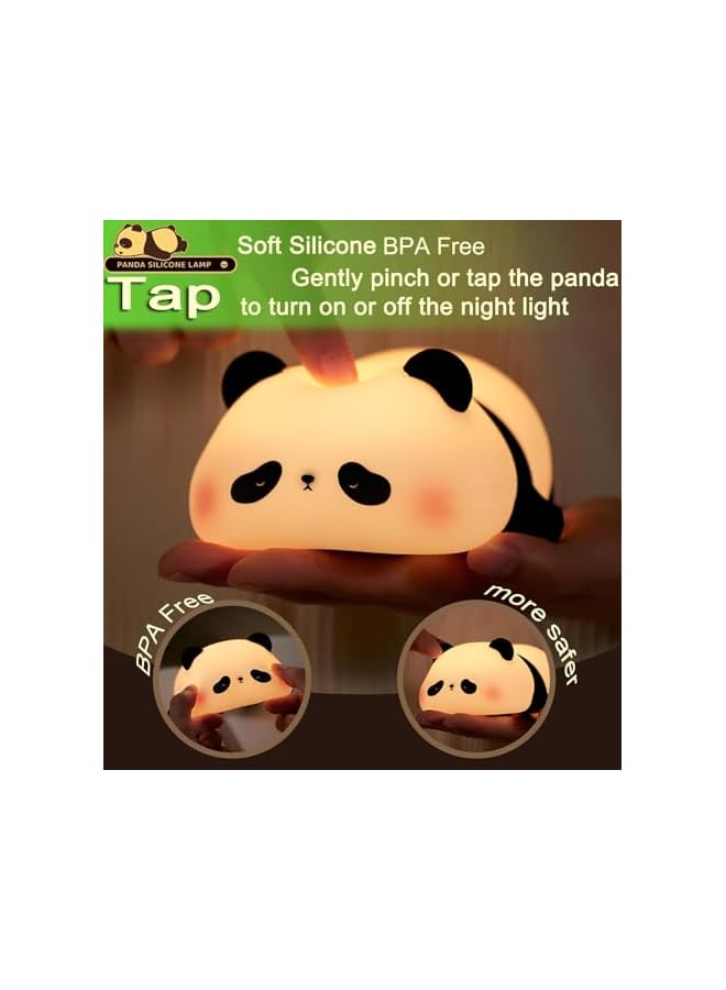 The Bros Cute Panda Night Light, LED Squishy Novelty Animal Night Lamp, Food Grade Silicone 3 Level Dimmable Breastfeeding Nursery Nightlight for Room Decor, Cute Gifts Stuff for Boys Girls Baby Children - Image 4