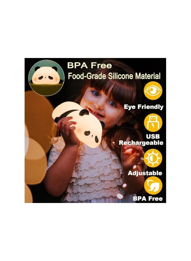 The Bros Cute Panda Night Light, LED Squishy Novelty Animal Night Lamp, Food Grade Silicone 3 Level Dimmable Breastfeeding Nursery Nightlight for Room Decor, Cute Gifts Stuff for Boys Girls Baby Children - Image 5