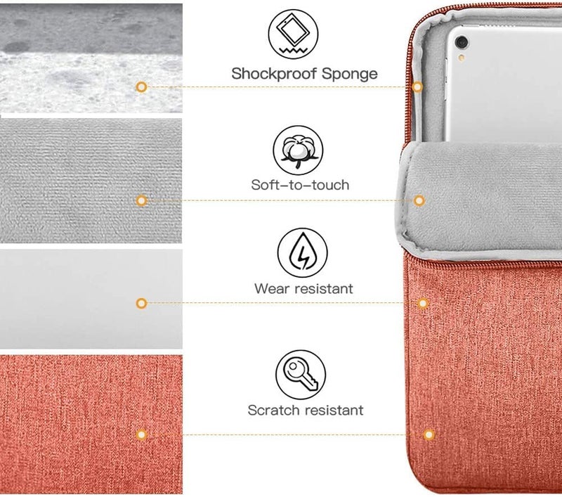 Moca 9 / 11 Inch Tablet Sleeve Carrying Case for iPad 10.2 2021-2019, iPad Pro 11 2021-2018, iPad Air 4 10.9 2020, Galaxy Tab A8 10.5 2022, Tab A7/S6 Lite 10.4, Tablet Protective Sleeves (Orange) - Image 5