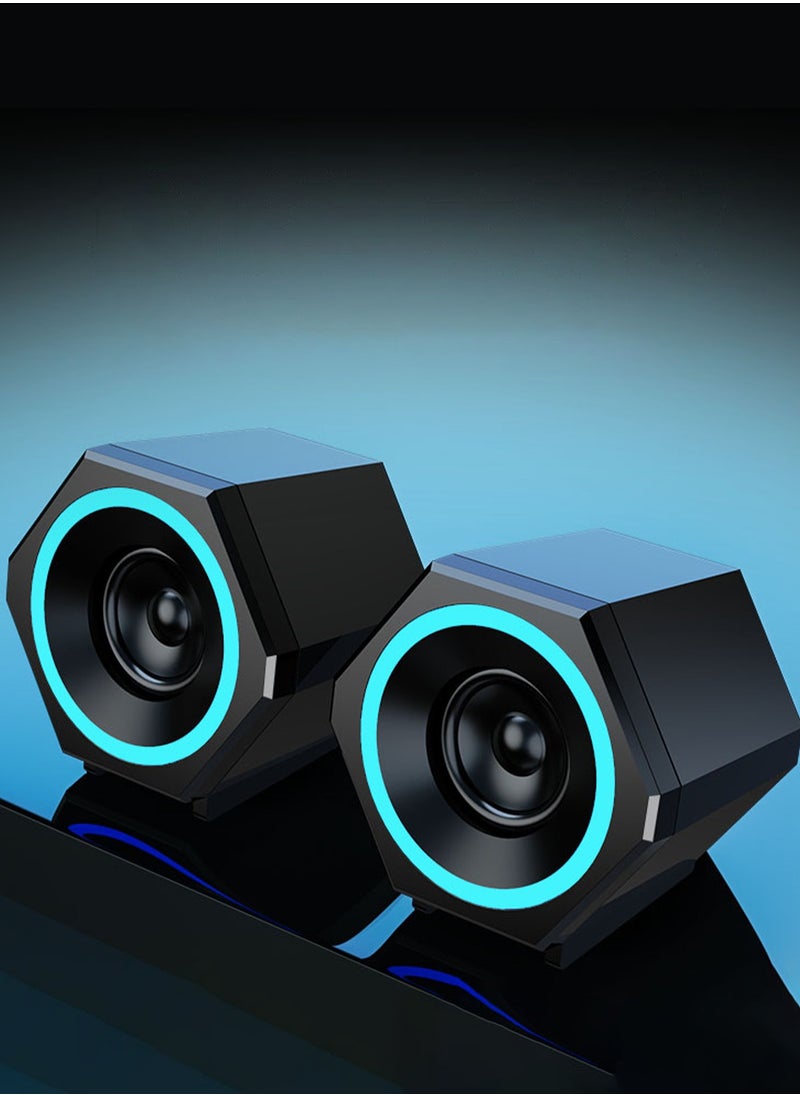 LOOPITYS - PC Speakers,USB Wired Subwoofer  Speakers, Computer PC Speakers Laptop Desktop Small Audio Speaker,USB Powered Computer Stereo Speaker for PCs,Desktop,Computer,Laptop - Image 1