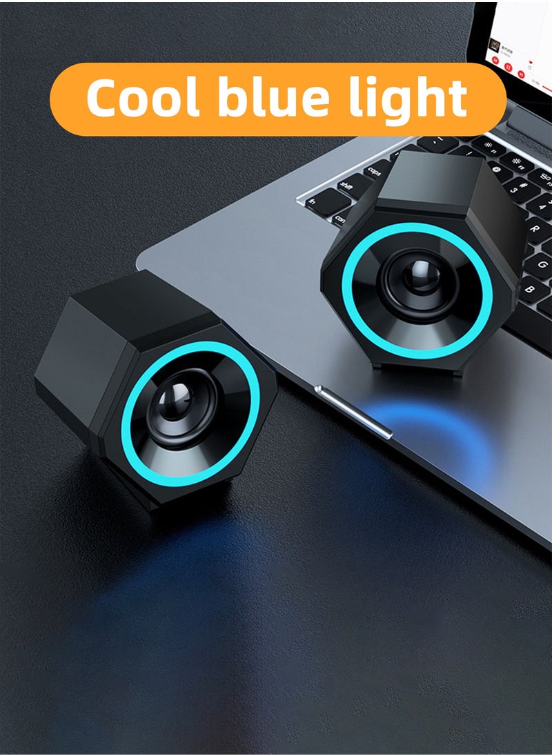 LOOPITYS - PC Speakers,USB Wired Subwoofer  Speakers, Computer PC Speakers Laptop Desktop Small Audio Speaker,USB Powered Computer Stereo Speaker for PCs,Desktop,Computer,Laptop - Image 1