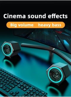 LOOPITYS PC Speakers,USB Wired Subwoofer  Speakers, Computer PC Speakers Laptop Desktop Small Audio Speaker,USB Powered Computer Stereo Speaker for PCs,Desktop,Computer,Laptop  - Image 3