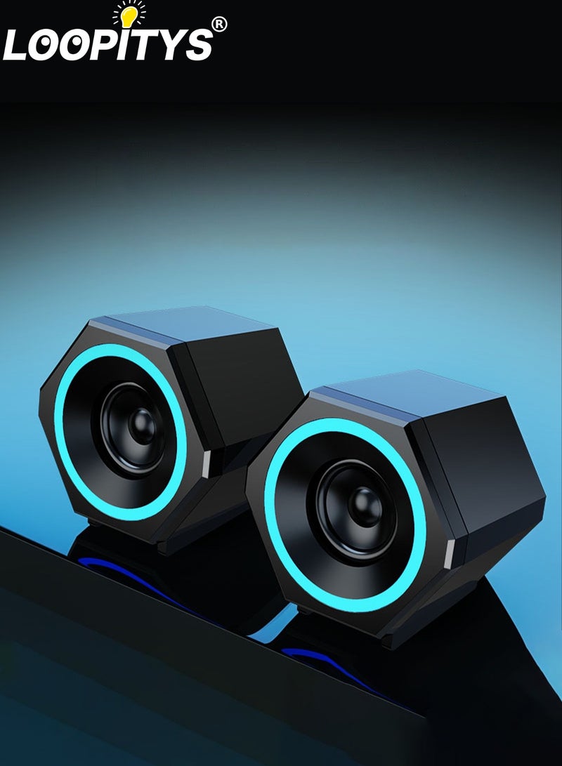 LOOPITYS PC Speakers,USB Wired Subwoofer  Speakers, Computer PC Speakers Laptop Desktop Small Audio Speaker,USB Powered Computer Stereo Speaker for PCs,Desktop,Computer,Laptop - Image 1