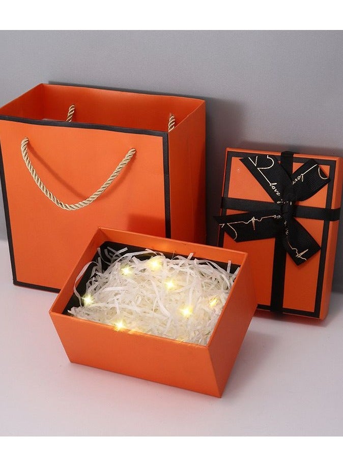 Gift Box Empty 14* 10 * 7cm Orange Color With Paper Bag For New Year Wedding Eid Birthday Groomsman Father's Day Presents Display and Packing - Image 1