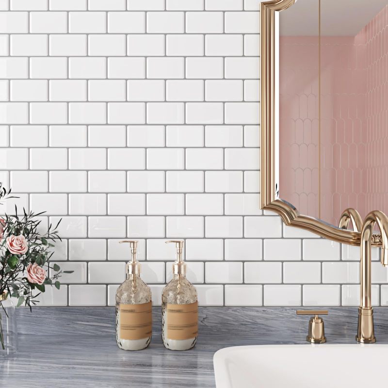 White Marble Wall Tiles 12 x 12 Inch Self-Adhesive Peel and Stick - Grout-Free Installation Waterproof Glossy Kitchen Backsplash Panels for Bathroom - Image 3