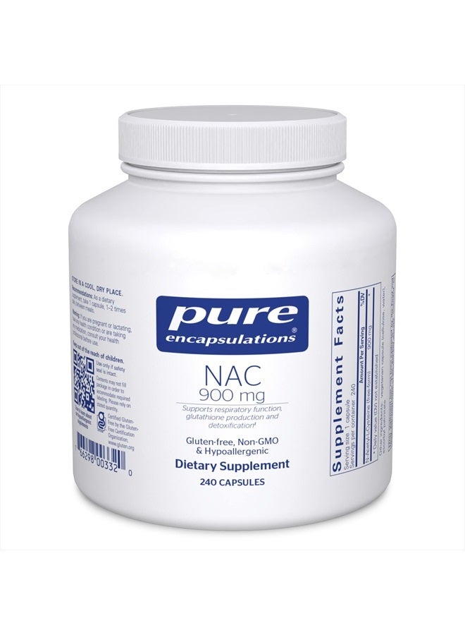 Pure Encapsulations NAC 900 ملغ - مكمل حمض أميني N-أسيتيل سيستين لدعم الرئة والمناعة، الكبد ومضادات الأكسدة* - 240 كبسولة - Image 1