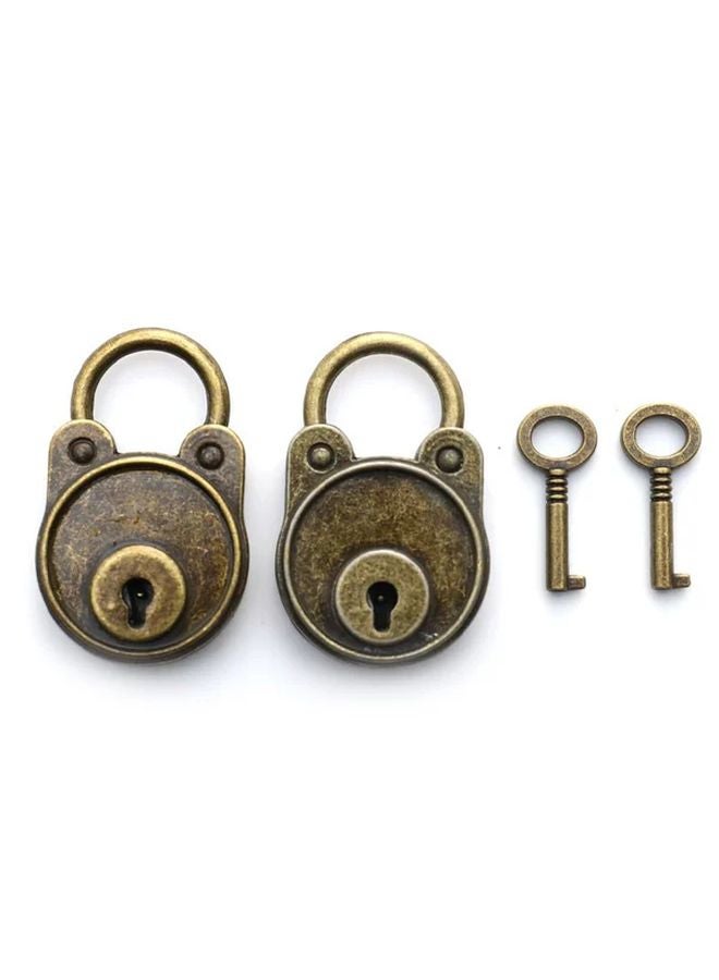 Antique Bronze Plated Vintage Padlock Old Style Lock For Notebook Luggage - Image 4