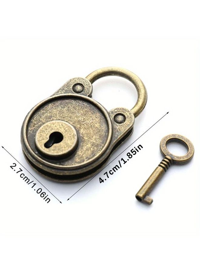 Antique Bronze Plated Vintage Padlock Old Style Lock For Notebook Luggage - Image 3