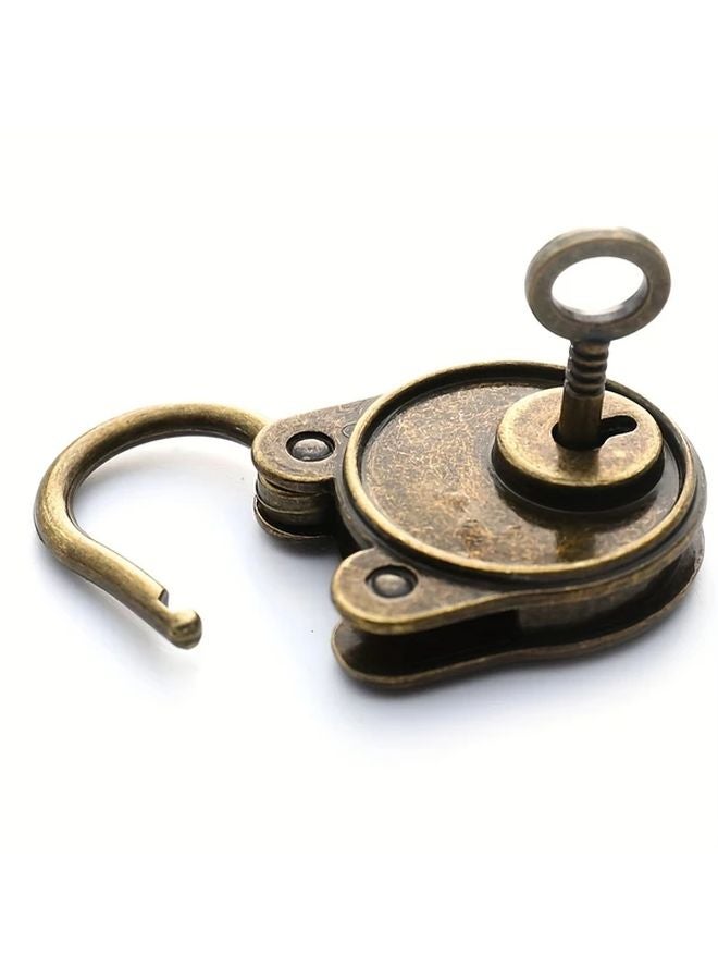 Antique Bronze Plated Vintage Padlock Old Style Lock For Notebook Luggage - Image 1