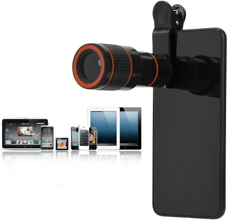 Pomya Cell Phone, Professional 12X Telephoto Lens? Telescopic Focusing Universal Phone for Mobile Phone Tablet Cell Phone Lens Default - Image 1