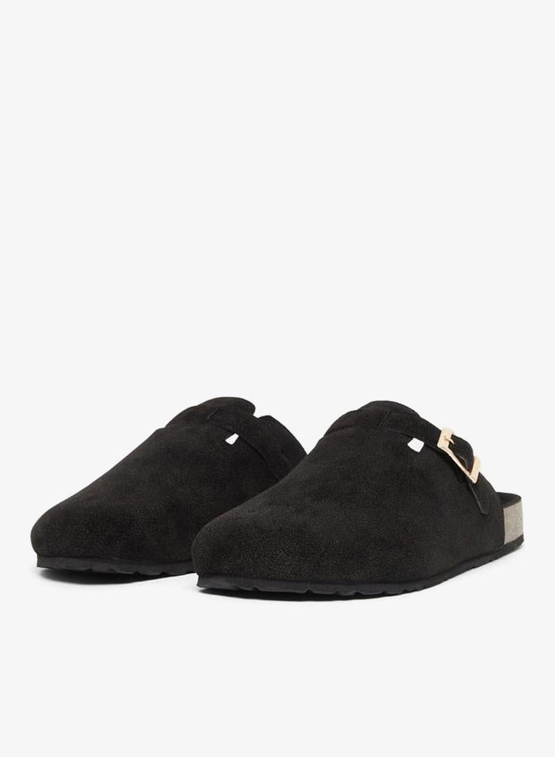 Styli Men Black Suede Comfort Mules with Buckle - Image 2