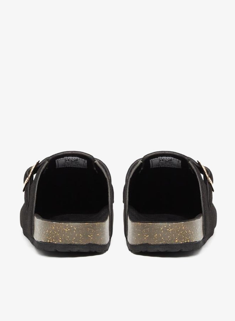 Styli Men Black Suede Comfort Mules with Buckle - Image 4