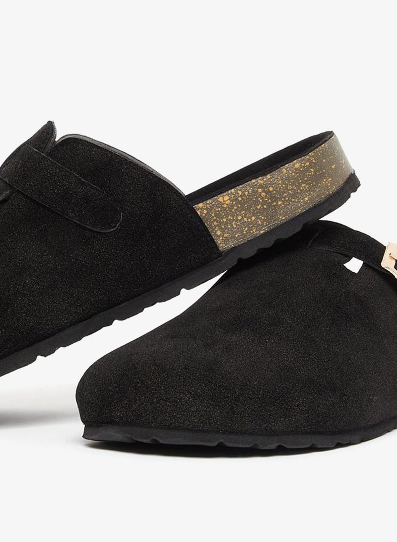 Styli Men Black Suede Comfort Mules with Buckle - Image 3