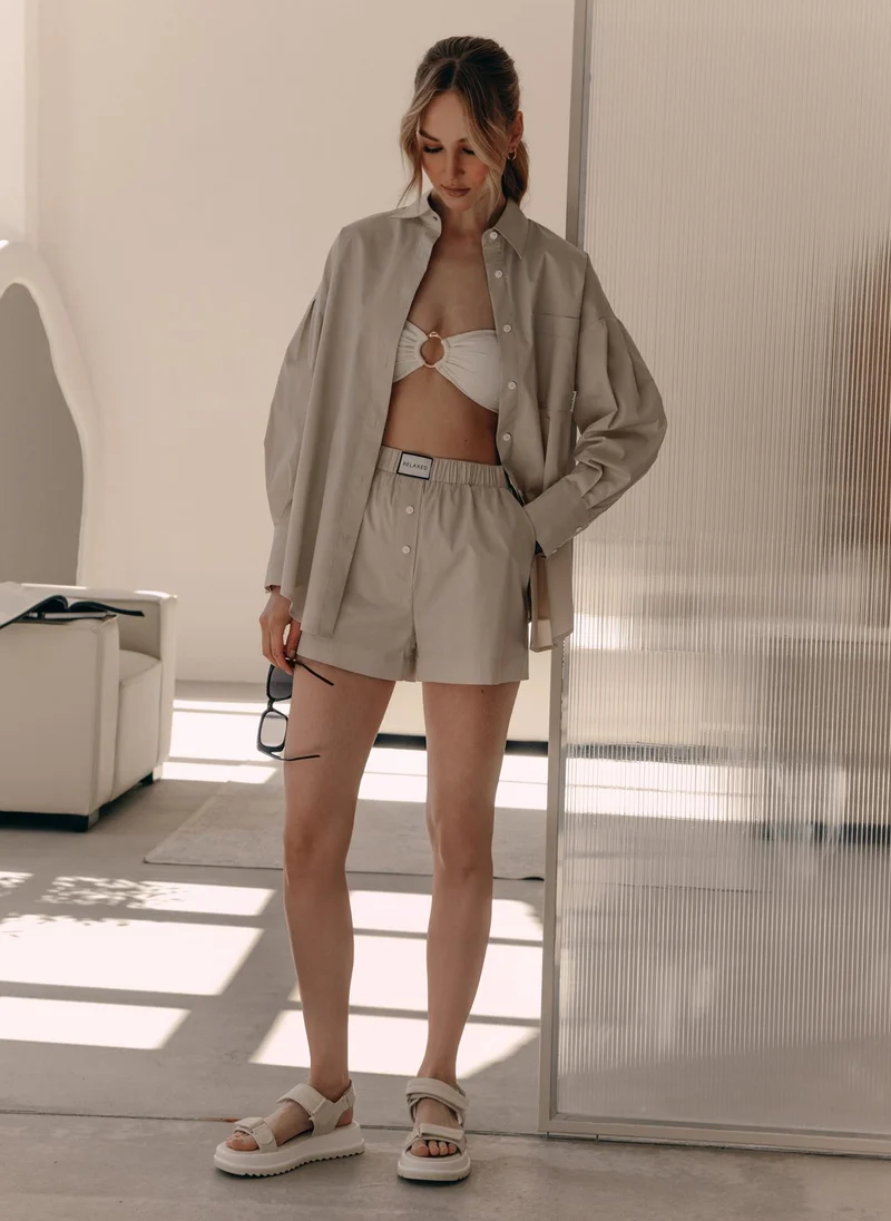 Lichi High-waisted monochrome shorts