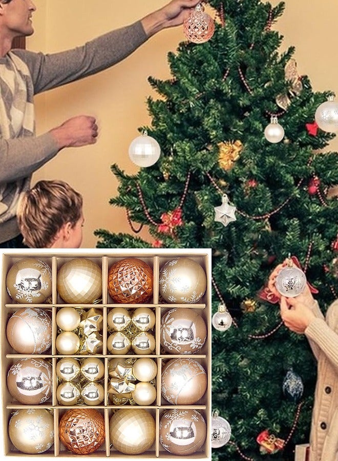 تابيت زينة كرة الكريسماس، 44 قطعة من زينة شجرة الكريسماس البلاستيكية المقاومة للكسر مع حلقة تعليق لحفلة شجرة الكريسماس وديكور المنزل ومجموعة زينة شجرة الكريسماس - Image 1