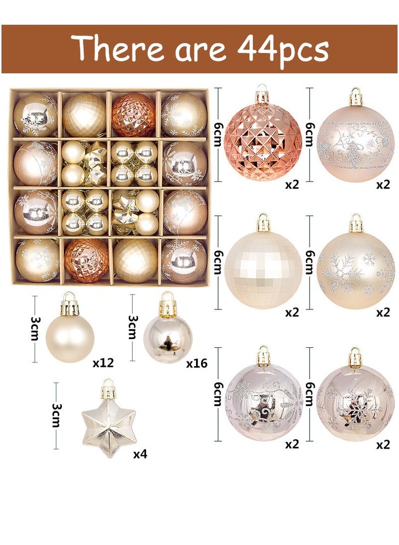 تابيت زينة كرة الكريسماس، 44 قطعة من زينة شجرة الكريسماس البلاستيكية المقاومة للكسر مع حلقة تعليق لحفلة شجرة الكريسماس وديكور المنزل ومجموعة زينة شجرة الكريسماس - Image 2