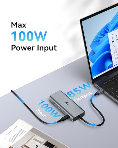 LIONWEI 9 in 1 Laptop Docking Station, Dual HDMI, 100W PD, USB C 3.0, Ethernet, Audio/Mic, USB C Hub for Dell/Surface/HP/Lenovo Laptops - Image 4