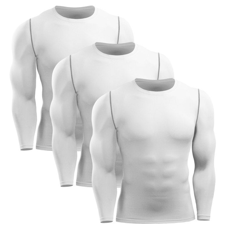 Men Sports Shirt 3 Pack Long Sleeve Moisture-wicking Quick-dry Top Athletic Training Muscle T-Shirt - Image 5