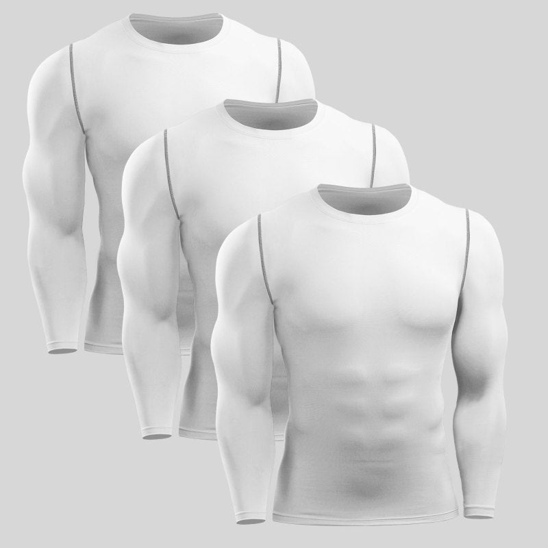 Men Sports Shirt 3 Pack Long Sleeve Moisture-wicking Quick-dry Top Athletic Training Muscle T-Shirt - Image 1