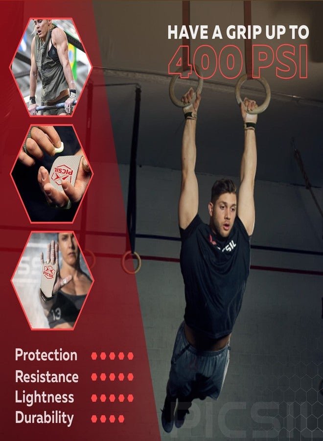 PICSIL Azor Grips, Workout Grips with Increased Magnesium Retention, Light and Resistant Unisex Hand Grips for Weightlifting and Gymnastics, Blocks Rips and Blisters, 2 Holes, White, Large - Image 5