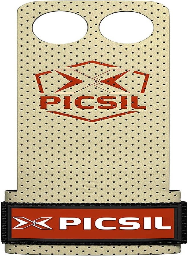 PICSIL Azor Grips, Workout Grips with Increased Magnesium Retention, Light and Resistant Unisex Hand Grips for Weightlifting and Gymnastics, Blocks Rips and Blisters, 2 Holes, White, Large - Image 1
