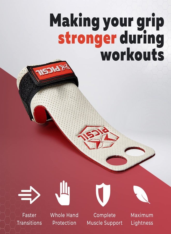 PICSIL Azor Grips, Workout Grips with Increased Magnesium Retention, Light and Resistant Unisex Hand Grips for Weightlifting and Gymnastics, Blocks Rips and Blisters, 2 Holes, White, Large - Image 4