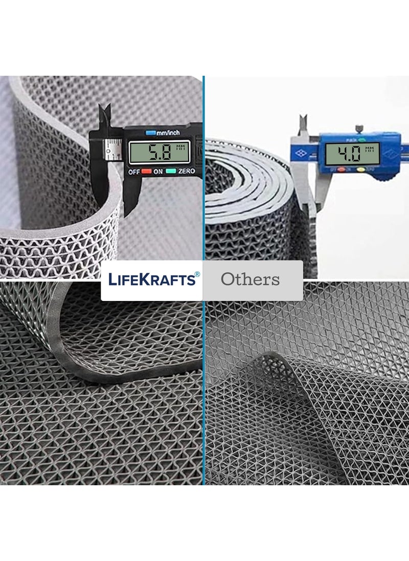 Lifekrafts Lifekrafts Multipurpose Commercial PVC Floor Mat for Entryways Kitchen | Dirt/Mud Trapper Heavy Duty Non Slip/Anti Slip mat | 60 cm x 40 cm Grey |  - Image 3